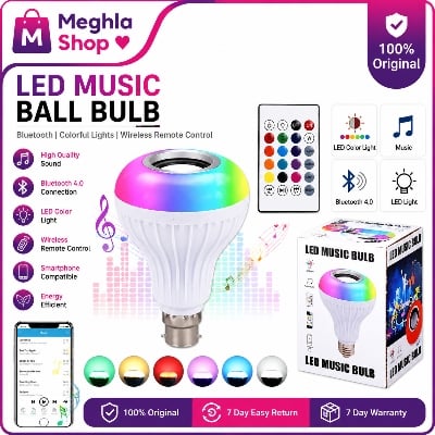 Picture of Smart Led Remote Control Bluetooth Speaker Music Bulb - AC 220V, RGB remote control Bluetooth music bulb lamp, Led Music Bulb With Bluetooth Speaker - Pin System (267241381) Turquoise