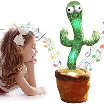 Picture of (11 Taka Deal) Dancing cactus talking cactus Stuffed Plush Toy Electronic toy with song plush cactus potted toy Early Education Toy For kids Black