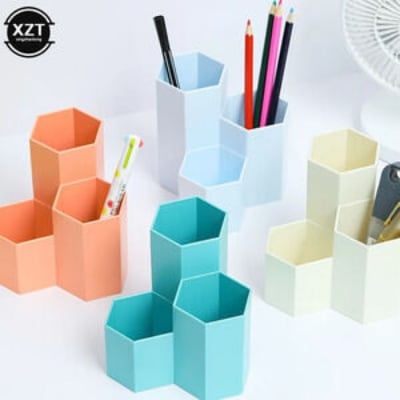Picture of Large Capacity Desk Pen Pencil Holder Makeup Storage Box Desktop Organizer Stand Case School Office Stationery Multicolor