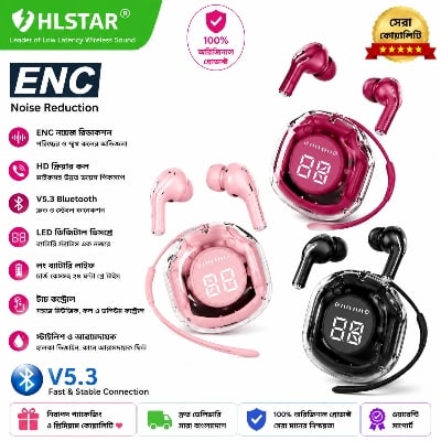 Picture of HLstar® Air buds Transparent Air39 earpods Bluetooth Earphones Wireless Earbuds ENC Noise Reduction Headsets LED Display Sport Headphones Multicolor