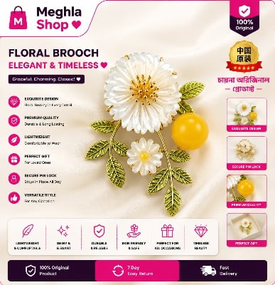 Picture of Beautiful sunflower alloy brooch hijab safety pin for Girls and Women's Multicolor