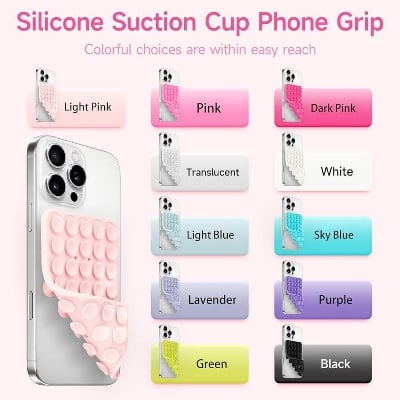 Picture of New Double Sided Silicone Suction Cup Phone Case Mount Sticky Phone Grip with Higher Suction Power for Phone Accessories Holder Case 
