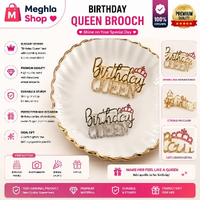 Picture of Cross Border Hot Sale Letter Crown Birthday Queen Brooch Ladies Birthday Party Party Accessories Pin Multicolor
