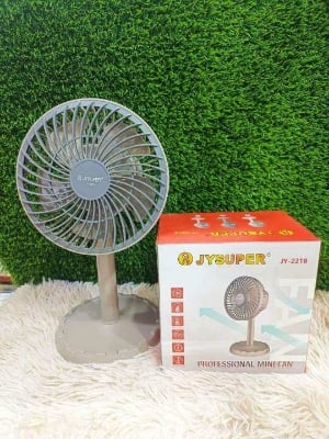Picture of Joy Super JY-2218 Professional Rechargeable Portable Mini Table Fan Strong Wind Left to Right Oscillating Angle 45 Degrees - AC/DC Multicolor