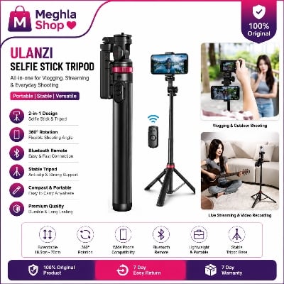 Picture of Ulanzi MT-78 Black Quick-Release Tripod with Cold Shoe Mount & Wireless Remote for Smartphones & Cameras Multicolor