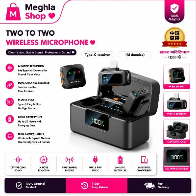 Picture of SX36 Stereo Microphone One Drag Two Wireless Mic for Vlogging Round Collar Clip Microphone Black