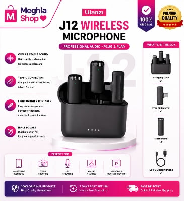 Picture of J13 Dual Wireless Lavalier Noise Reduction Microphone with Charging Case Clip Mic for Type-C Black