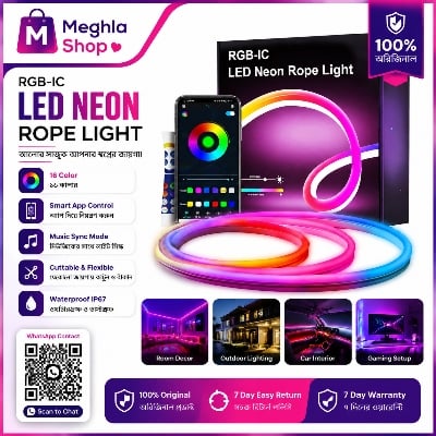Picture of USB LED Neon Rope Lights, RGB Led Strip Lights with Remote, Color Changing Flexible Led Light Strip, Gaming 5V Neon Lights Multicolor