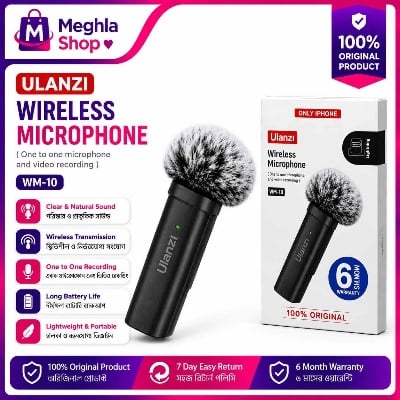Picture of Ulanzi WM-10 Wireless Clip-on Microphone for Smartphone or Tablet Multicolor