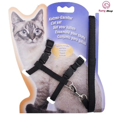 Picture of Adjustable Nylon Pet Cat Harness and Leash ~ Kitten adult Belt Collar with lead - 50 gm
