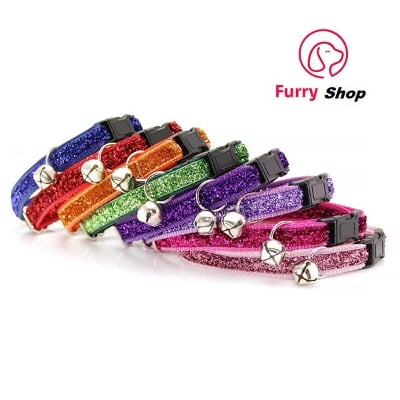 Picture of Adjustable Pet Cat Collar With Bell Puppy Neck Strap Soft For Small Dog Collars Cat Belt - Multicolor - 