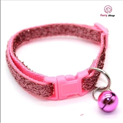 Picture of Adjustable Pet Cat Collar With Bell Puppy Neck Strap Soft For Small Dog Collars Cat Belt - Pink - 