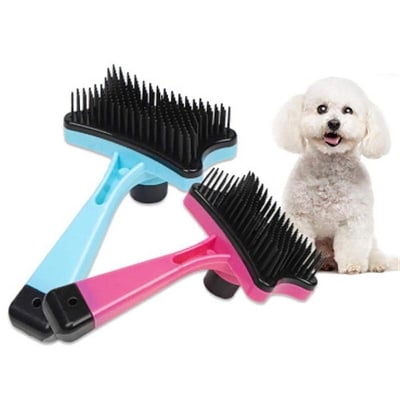 Picture of Pet Dog Cat Hair Remover Grooming Comb Deshedding Self Cleaning Brush - Multicolor - 