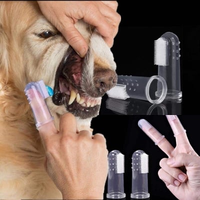 Picture of Silicone Pet Finger Toothbrush Pets Cleaning supplies Bad Breath Tartar Teeth toothbrush Care Tool Dog toys - 10 gm