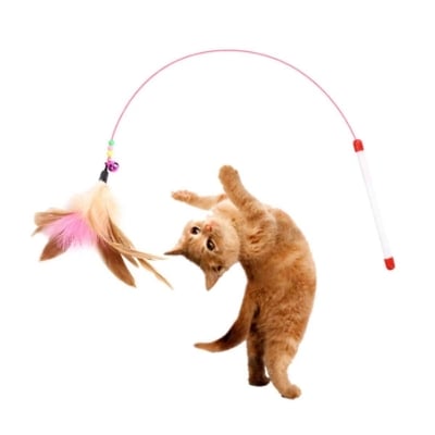 Picture of Funny Cat Stick Interactive Cats Toys Kitten Toy Sticks Rod with Metal Bells Feather and Long Wire Kitty Pet Training Products - Multicolor - 