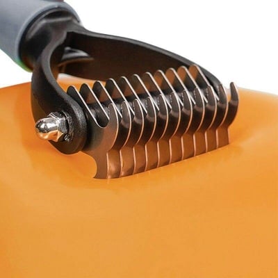 Picture of Pet Grooming Brush, 2 Sided Undercoat Rake for Dogs & Cats,Safe Dematting Comb & Deshedding Tool for Matted Hair/Tangles - Multicolor - 