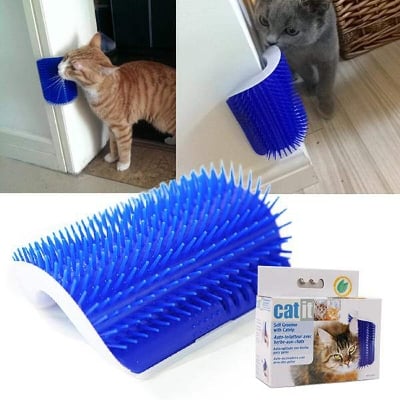 Picture of Cat Self Groomer Brush || Cat Massage Device with catnip - Blue - 