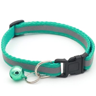 Picture of Adjustable Reflective Pet Cat Collar With Bell Puppy Neck Strap Soft For Small Dog Collars Cat Belt - Mint - 