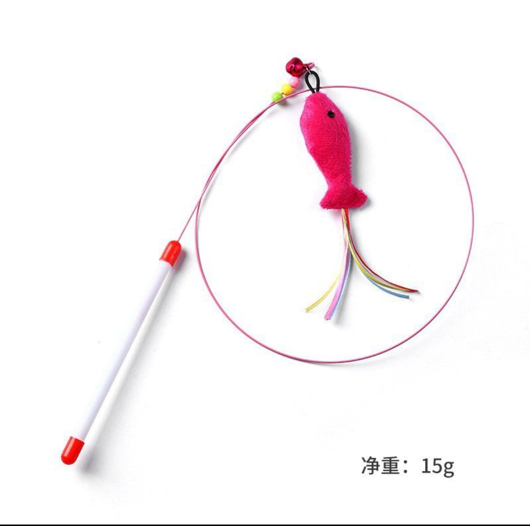 Picture of Cat Toy Feather Mouse Wand Cat Pet Toy Wire Chaser Wand Teaser Feather With Bell - Multicolor - 
