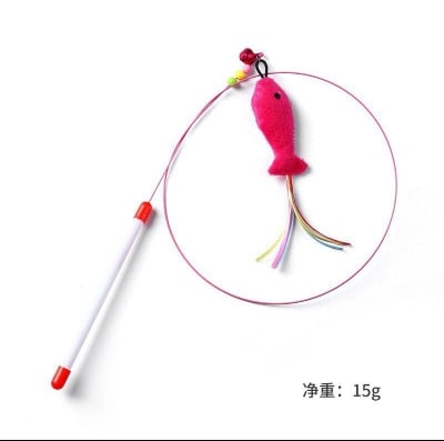 Picture of Cat Toy Feather Mouse Wand Cat Pet Toy Wire Chaser Wand Teaser Feather With Bell - Multicolor - 