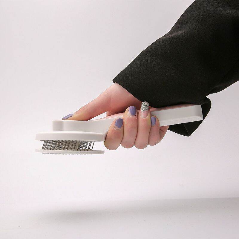 Picture of High Quality Pet Push Brush Automatic Plastic Shedding Hair Remove Tool Dog Cat Loose Hair Comb For Pet Faces Fur Nozzle Grooming - Multicolor - 