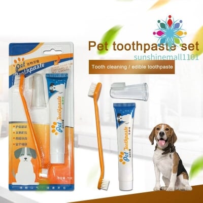Picture of Pet Dog Cat Vanilla/Beef Flavor Toothpaste Toothbrush Oral Hygiene Health Care - 50 gm
