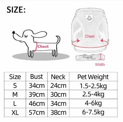 Picture of (M Size Black colour) Pet Cat/ Dog Harness Adjustable Design Nylon Strap Collar with Leash, Breakaway Cat Safety jacket Harness - Black - 
