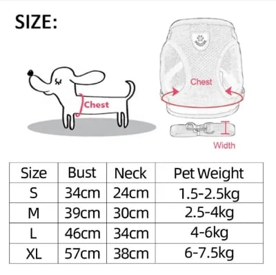 Picture of (S Size Red colour) Pet Cat/ Dog Harness Adjustable Design Nylon Strap Collar with Leash, Breakaway Cat Safety jacket Harness - Red - 