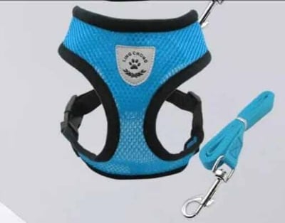 Picture of (S Size Blue colour) Pet Cat/ Dog Harness Adjustable Design Nylon Strap Collar with Leash, Breakaway Cat Safety jacket Harness - Blue - 