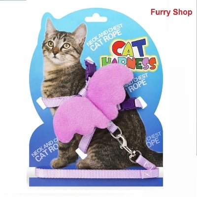 Picture of Pet Small Cat Belt Harness Nylon Leash Beautiful Angel Wing Dog-Harness-Leash-Belt-Pet - Pink - 