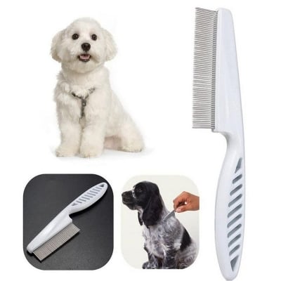 Picture of (18 cm big size) 1Pcs Pet Stainless Steel Grooming Comb Hair Brush Shedding Flea Lice Trimmer (Big Size) - White - 