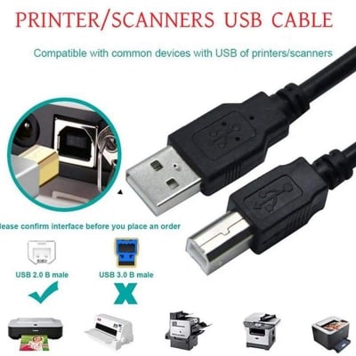 Picture of USB Printer Cable 1.5Meter - Cable Protector-Black