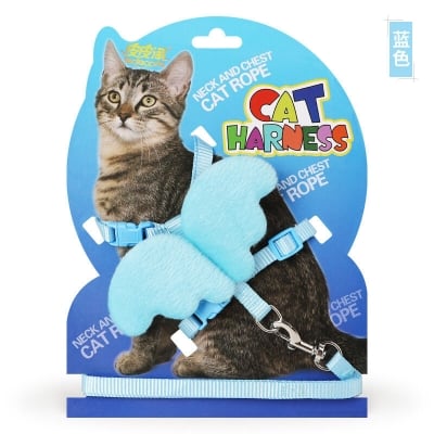 Picture of Pet Small Cat Belt Harness Nylon Leash Beautiful Angel Wing Dog-Harness-Leash-Belt-Pet - Blue - 