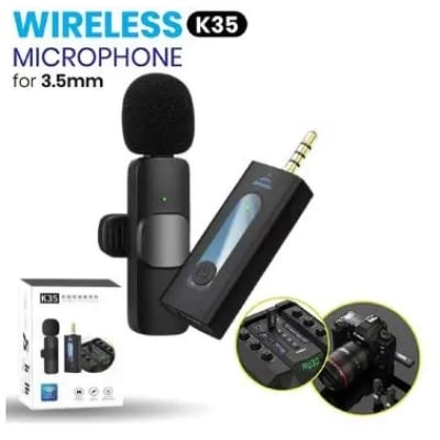 Picture of K35 Single Wireless Microphone 100% Authentic for Smartphone, DSLR Camera and Speakers-Black