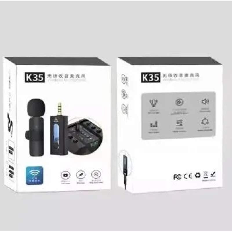 Picture of K35 Single Wireless Microphone 100% Authentic for Smartphone, DSLR Camera and Speakers-Black