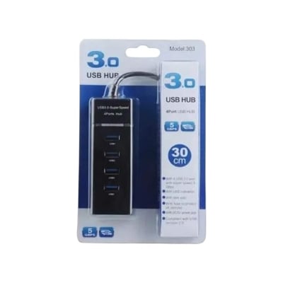 Picture of 4 ports of high speed USB hub high-speed USB 3.0 SPLETER BLACK-Black