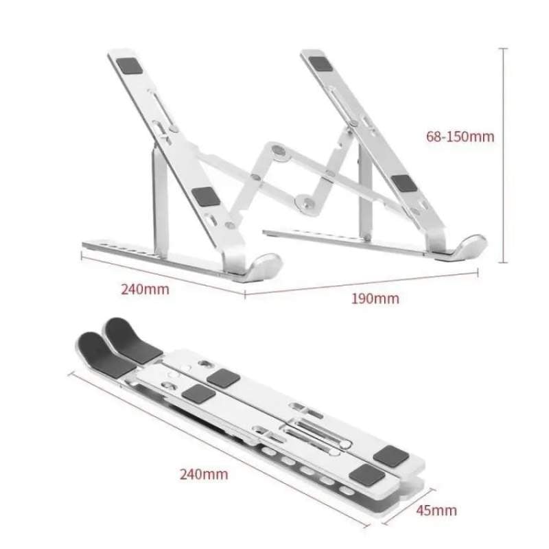 Picture of Aluminum Alloy Metal Adjustable Laptop Stand for 10 to 17 Inches Macbook/Laptops/Tab-Silver