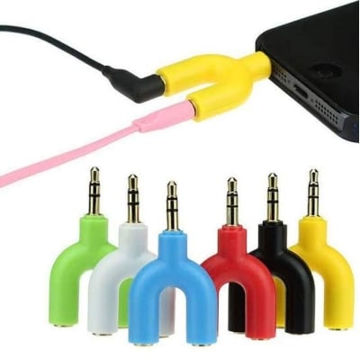 Picture of Y Shape 3.5mm Audio Jack To Headphone Microphone Splitter Converter Adaptor-Multicolor