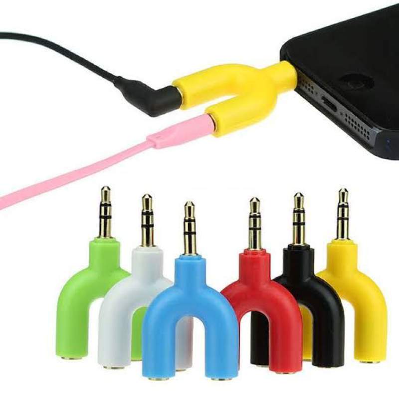 Picture of Y Shape 3.5mm Audio Jack To Headphone Microphone Splitter Converter Adaptor-Multicolor