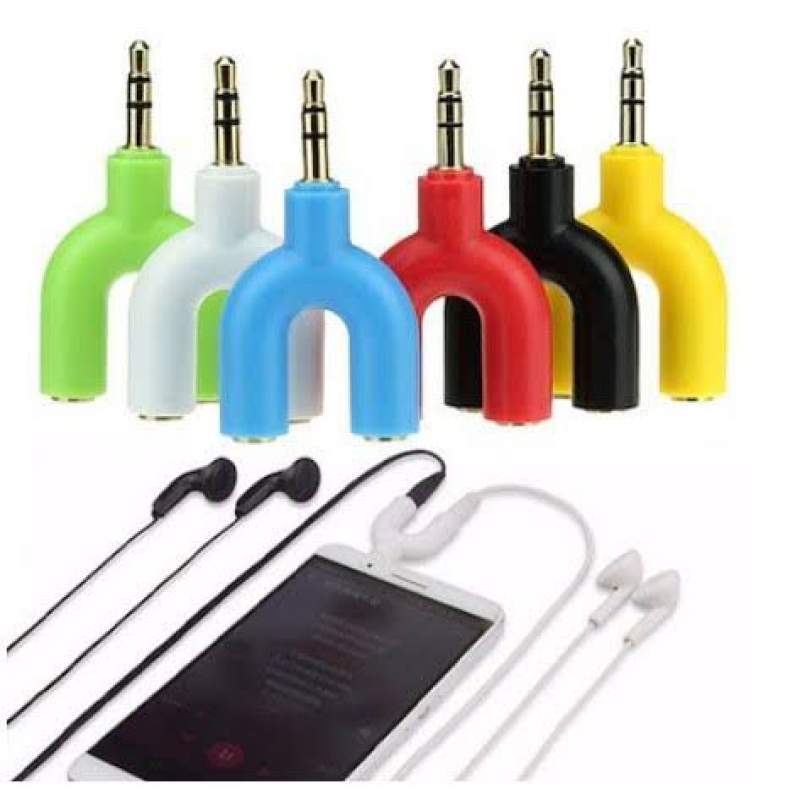 Picture of Y Shape 3.5mm Audio Jack To Headphone Microphone Splitter Converter Adaptor-Multicolor