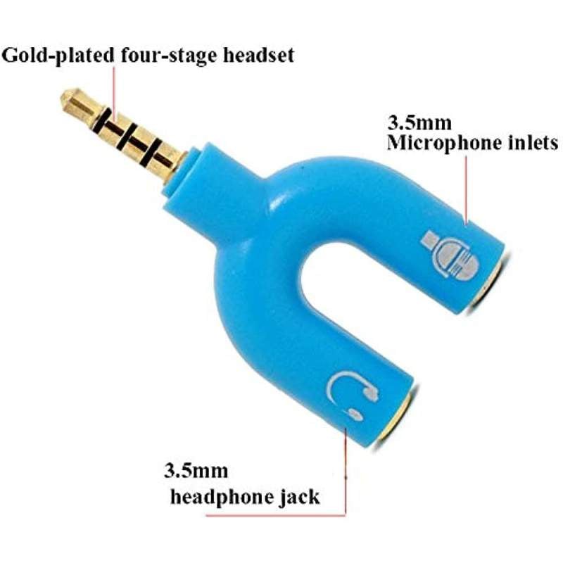 Picture of Y Shape 3.5mm Audio Jack To Headphone Microphone Splitter Converter Adaptor-Multicolor