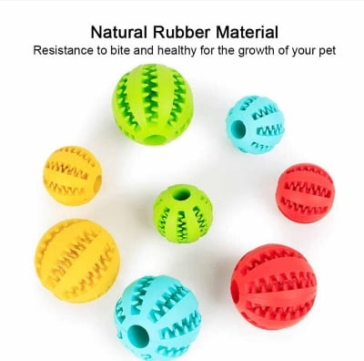 Picture of Pet Dog Toy Interactive Rubber Balls for Small Large Dogs Puppy Cat Chewing Toys Pet Tooth Cleaning Indestructible Dog Food Ball - Multicolor - 