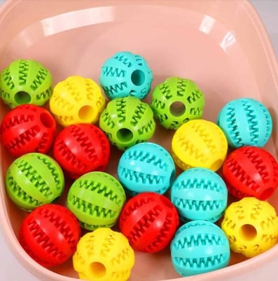 Picture of Pet Dog Toy Interactive Rubber Balls for Small Large Dogs Puppy Cat Chewing Toys Pet Tooth Cleaning Indestructible Dog Food Ball - Multicolor - 