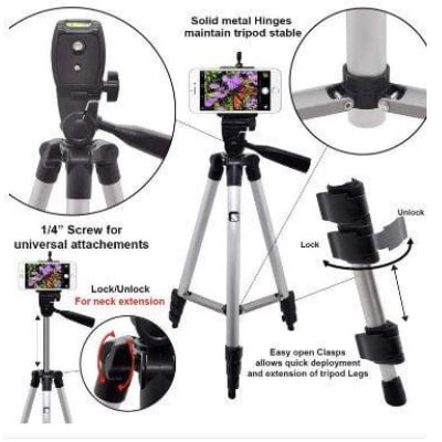 Picture of Tripod 3110 Camera Stand with Phone Holder Clip TikTok Stand-Silver