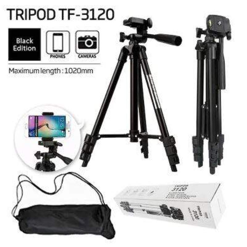 Picture of Tiktok Tripod 3120 Camera Stand with Phone Holder Clip -Black
