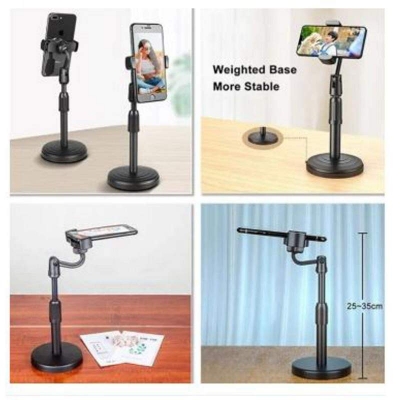 Picture of L7 Desktop Mobile Phone Holder Stand 360 Rotate for Live Streaming Shoot YouTube TikTok Video Round Base Smartphone - Mobile Stand-Black