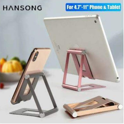 Picture of Aluminum Alloy Portable iPad Stand Compatible 4.7-11 Inch Tablet Phone Holder Adjustable Desktop Phone Tablet Stand-Black
