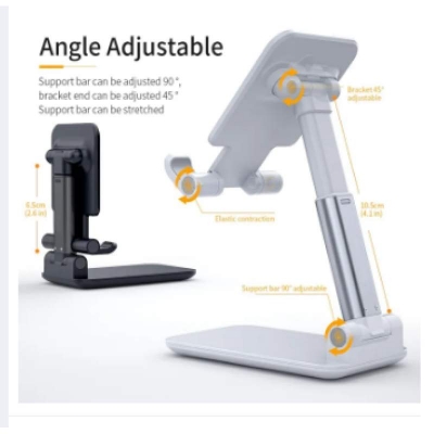 Picture of T1 Universal Ergonomic Collapsible Adjustable Desktop Tablet Mobile Phone Holder-White