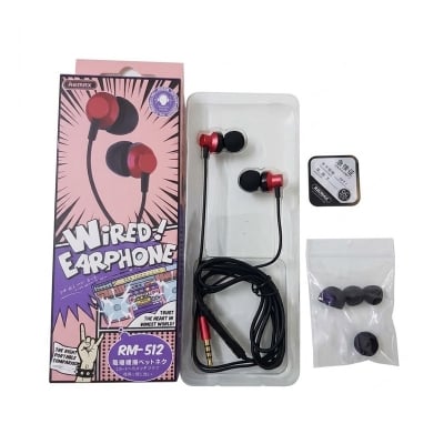Picture of Remax RM 512 Wired 3.5mm Earphone-Red