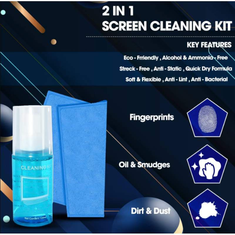 Picture of Screen Cleaner Kit for LED & LCD TV, Computer Monitor, Laptop, and Screens-Blue